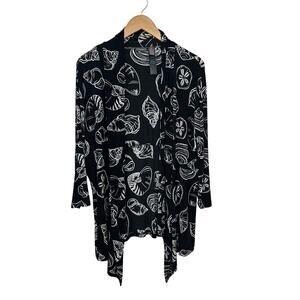 Chico's Travelers Open Knit Cardigan Womens Top‎ XL (3) Black White Beach Shells